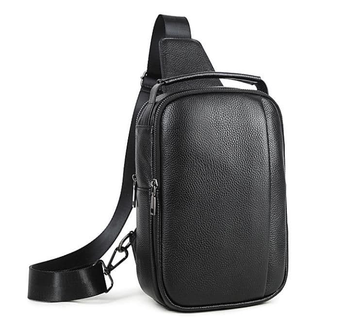 Чоловіча шкіряна сумка-слінг чорна Tiding Bag M35-1306A — фото 1
