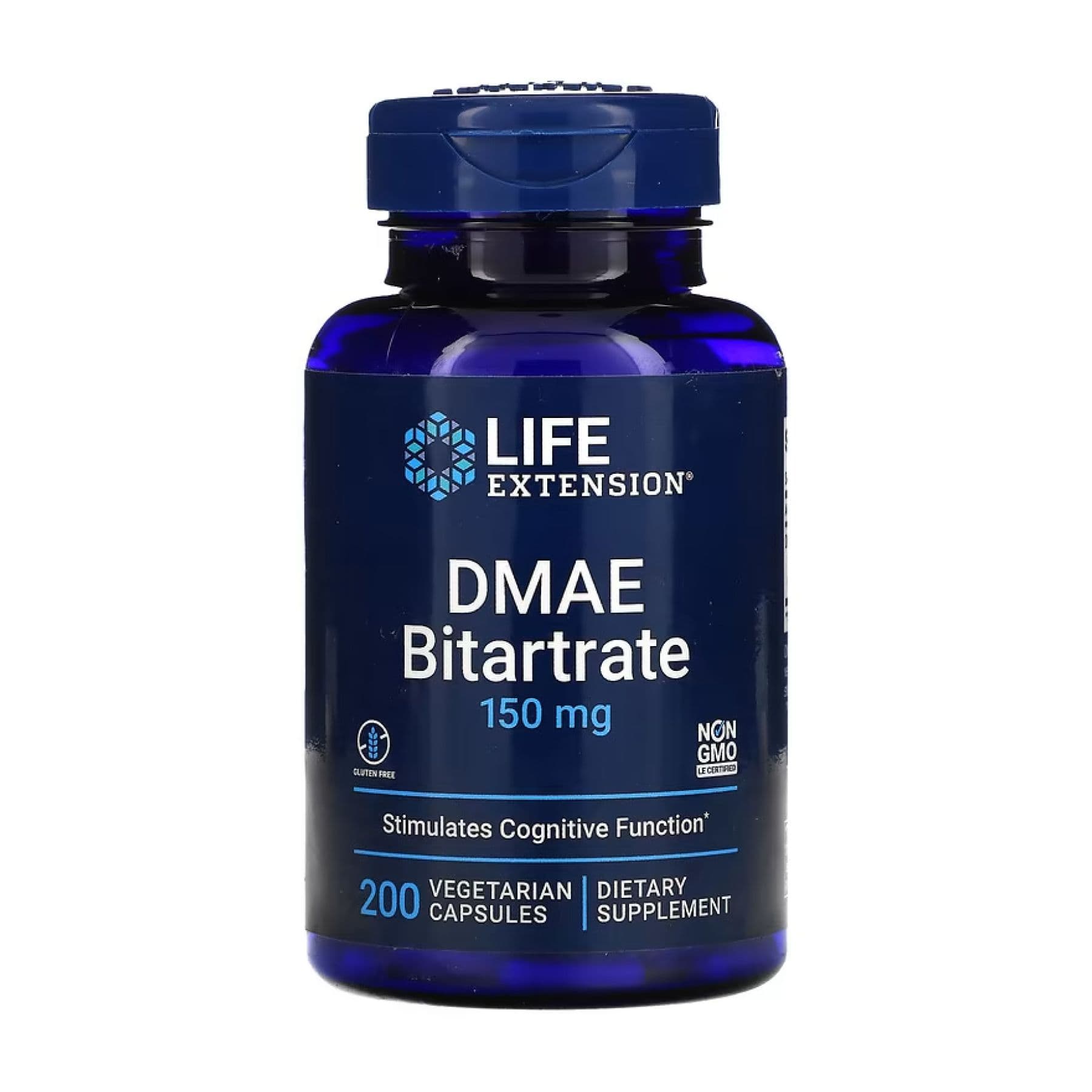 DMAE Бітартрат 150 мг, 200 вегетаріанських капсул, Life Extension