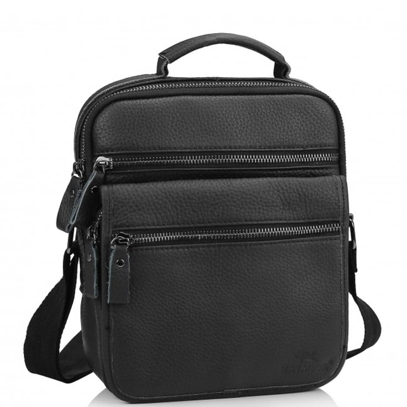 Чоловіча шкіряна сумка-барсетка на плече чорна Tiding Bag M35-8852A