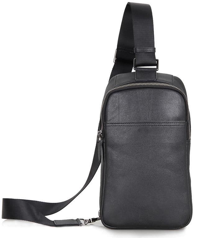 Сумка на грудь мужская кожаная слинг Tiding Bag 4001A