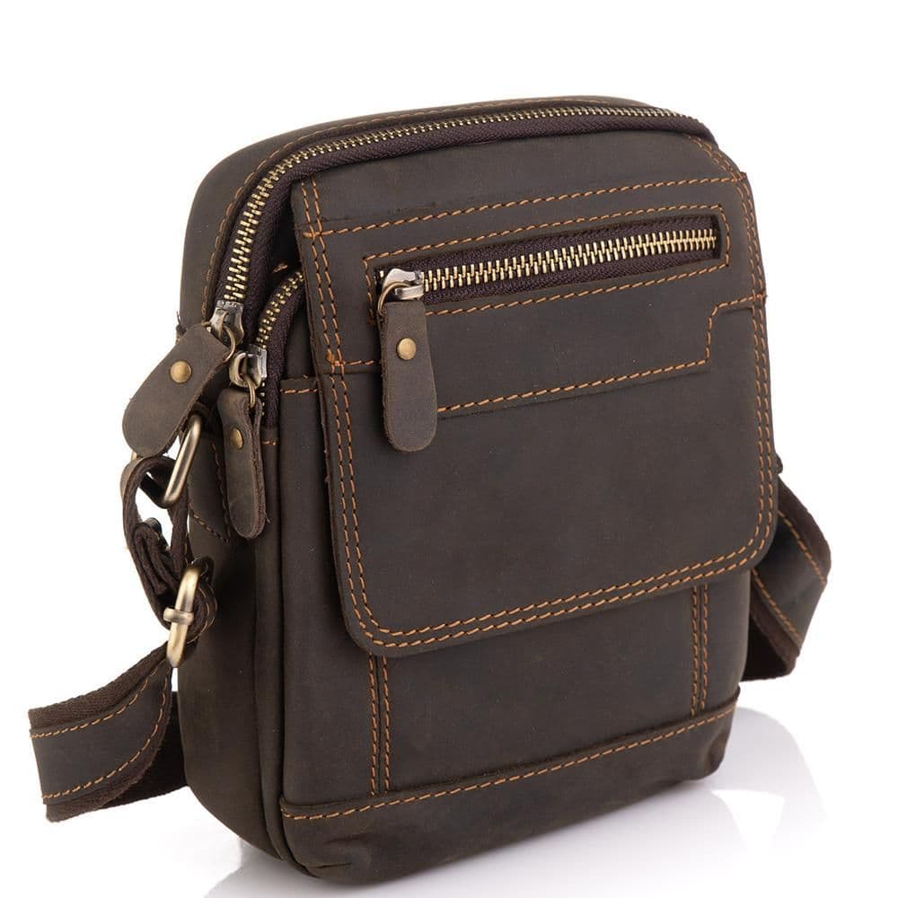 Чоловіча шкіряна сумка коричнева Tiding Bag t2101