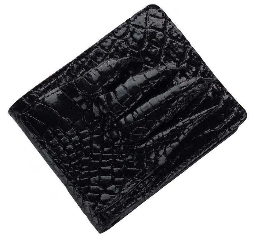 Портмоне зі шкіри з лапою крокодила Чорне Exotic Leather (cw02_1)