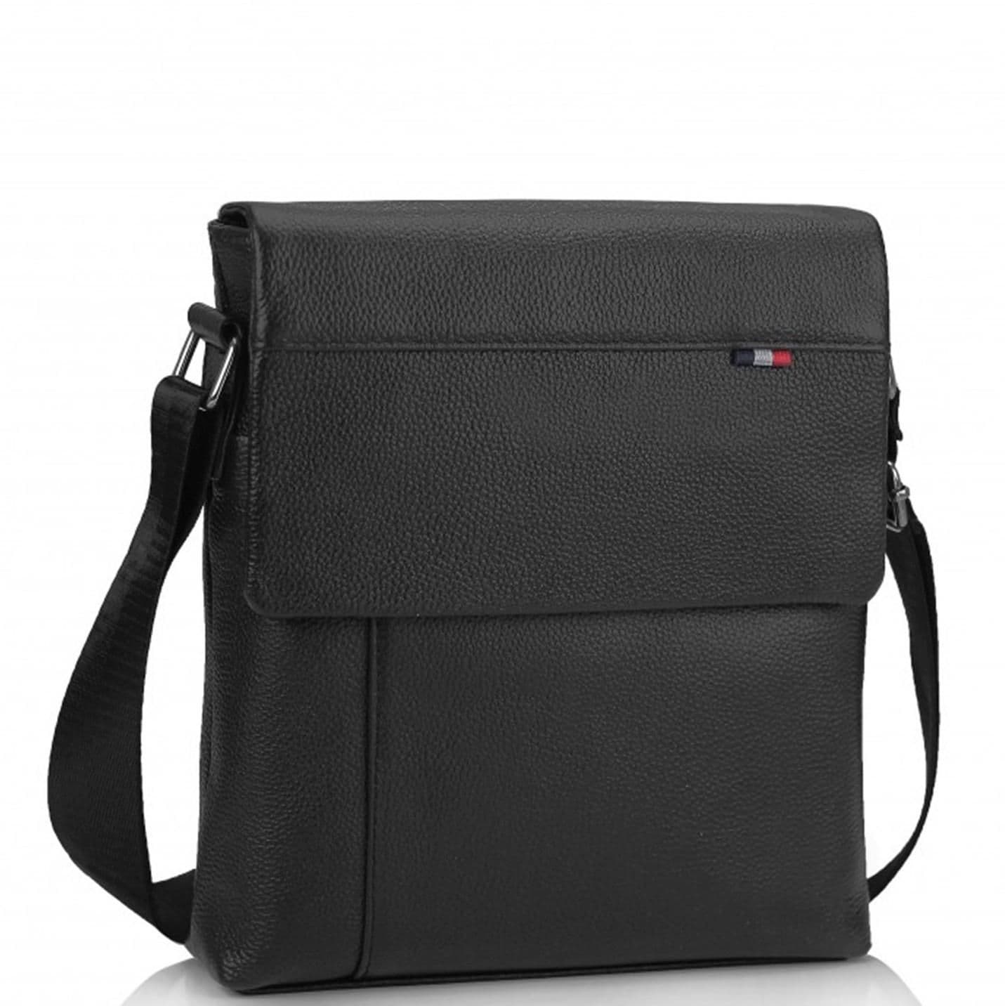Чоловіча шкіряна сумка через плече чорна Tiding Bag A25F-98075A