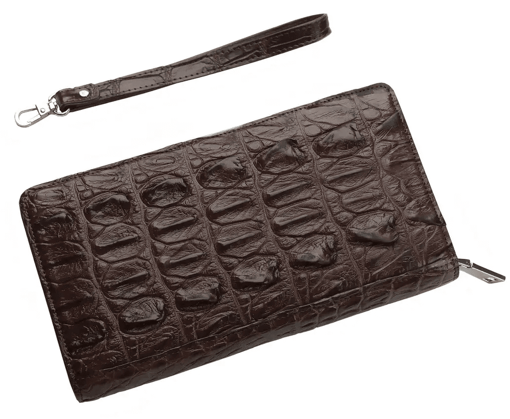 Гаманець зі шкіри крокодила на змійці Exotic Leather Коричневий (cw 84)