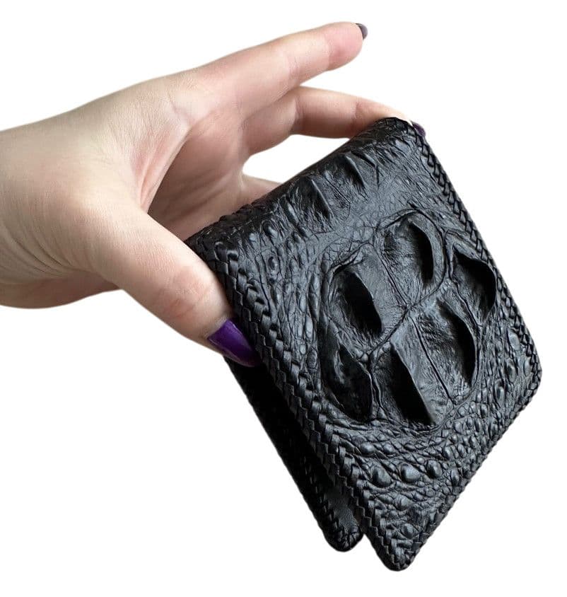 Гаманець із натуральної шкіри крокодила спина з обплетенням Exotic Leather (cw64_1)