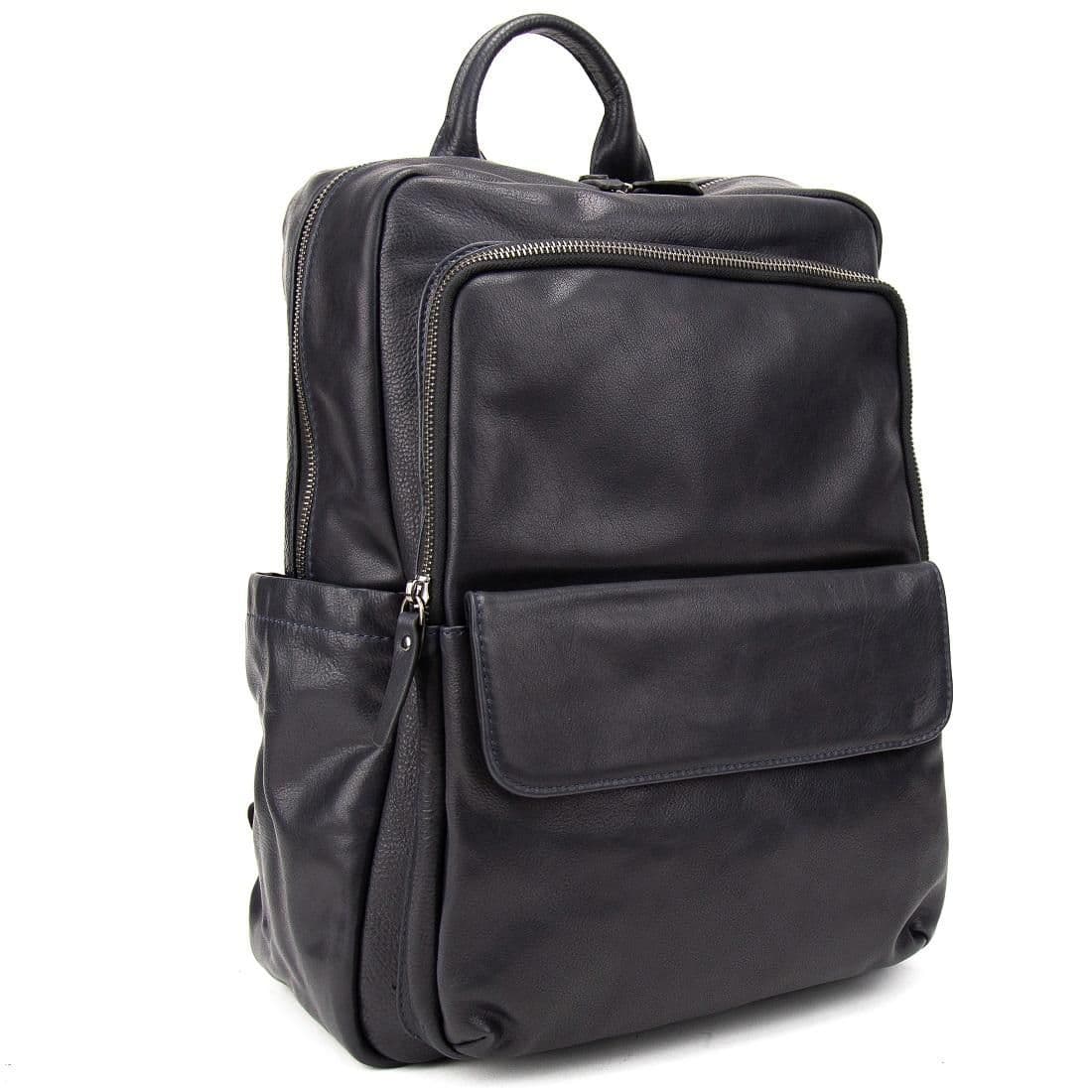 Чоловічий шкіряний рюкзак темно-синій Tiding Bag 2086BL — фото 1