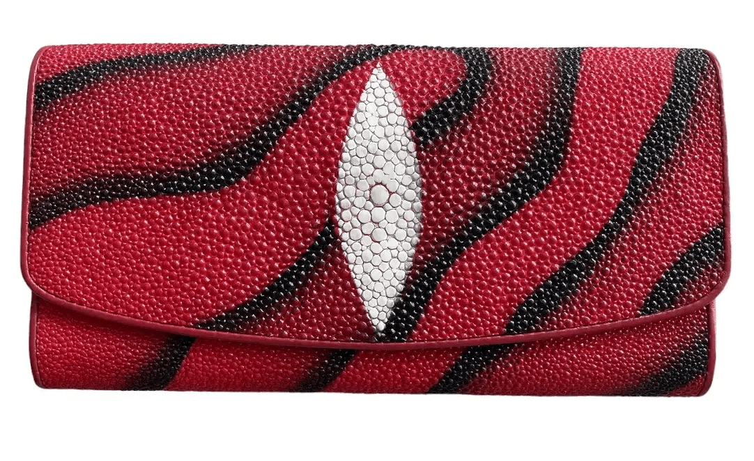 Гаманець зі шкіри ската Exotic Leather Червоно-чорний (stw 11)