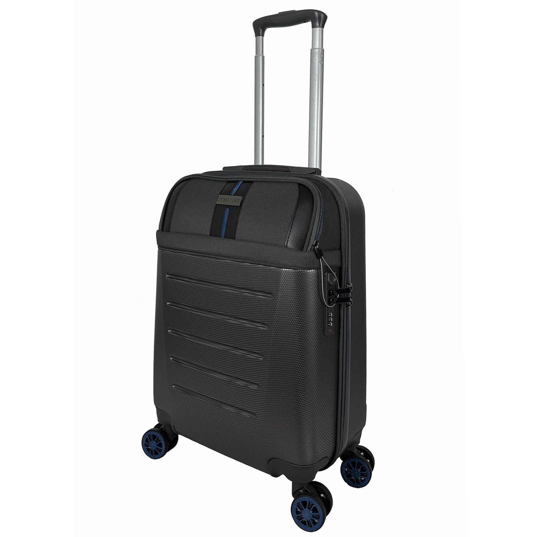 Валіза Semi Line 20" (S) Dark Brown/Blue Line (T5736-1)