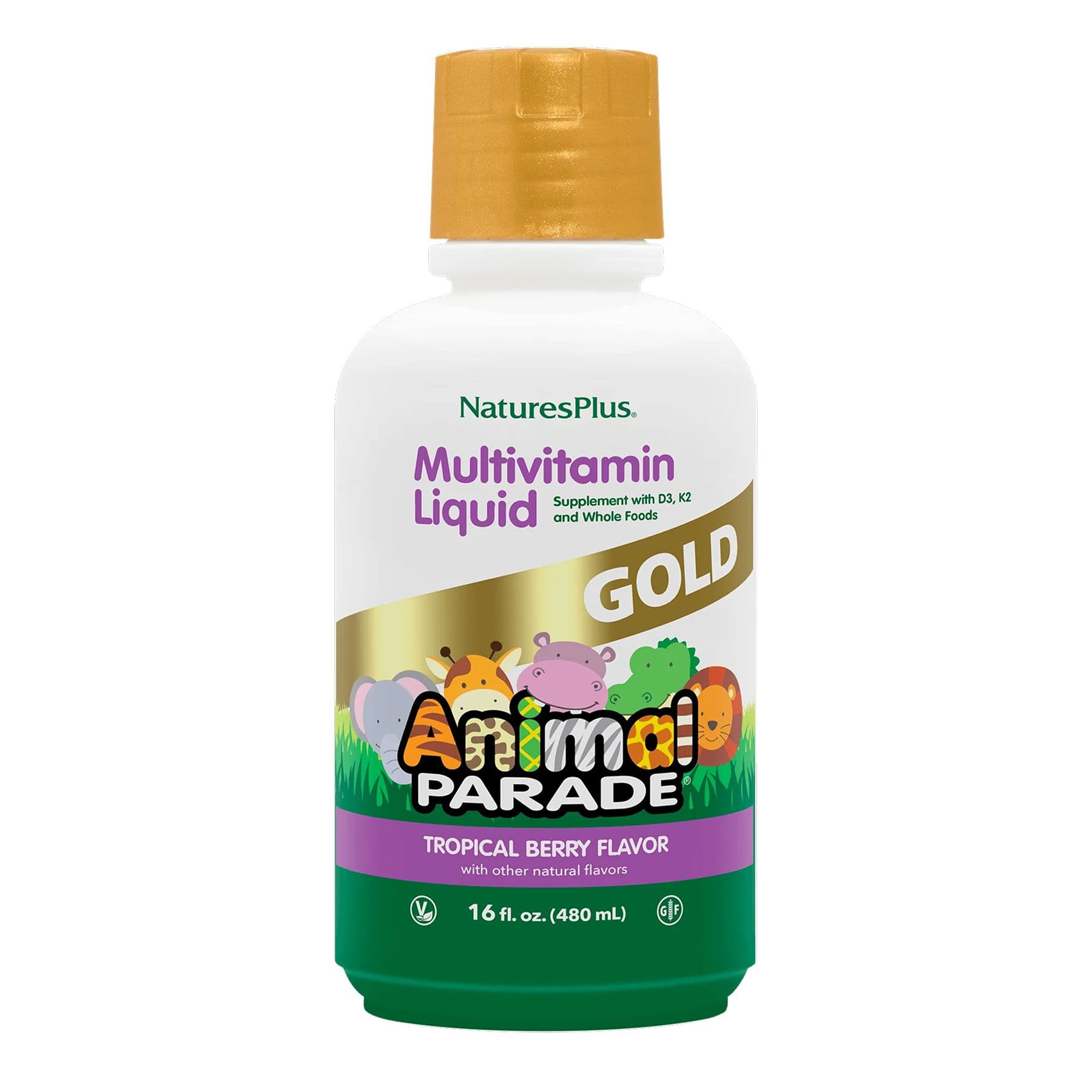 Мультивитамины для детей Children's Gold, жидкие, вкус тропических ягод, 480 мл, Nature's Plus