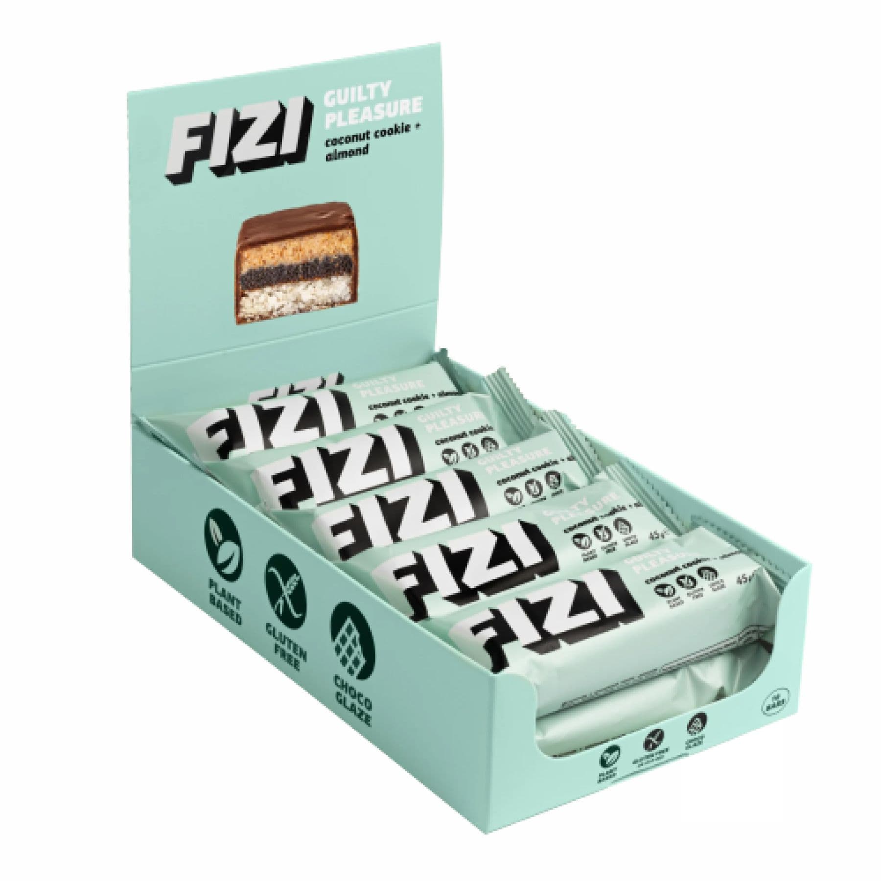 FIZI Chocolate Bar - 10х45g Coconut Cookie-Almond (Повреждена упаковка) — фото 1
