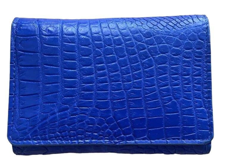 Гаманець жіночий із шкіри крокодила синій яскравий електрик індиго Exotic Leather (cw 106_2)
