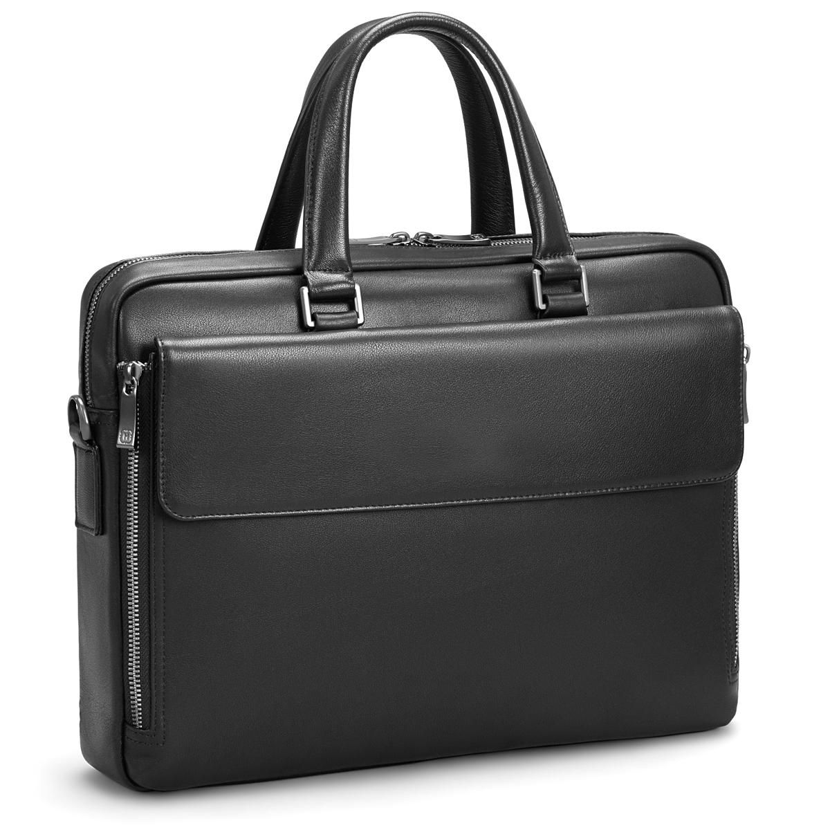 Класична чоловіча чорна шкіряна сумка Tiding Bag SM8-21007-1A