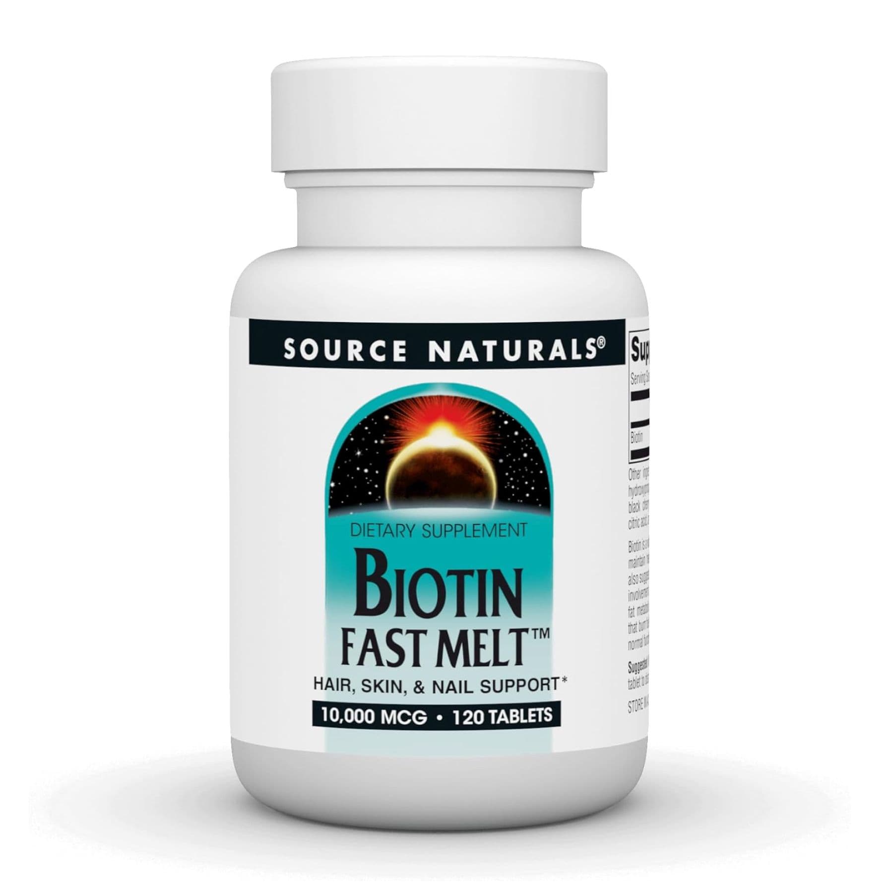 Біотин Fast Melt 10000 мкг, 120 таблеток, Source Naturals