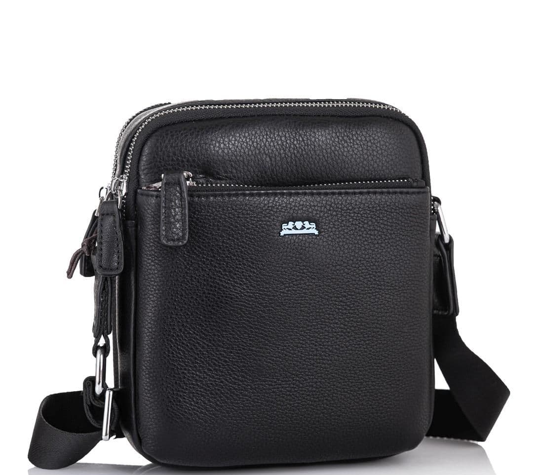 Чоловіча шкіряна сумка через плече чорна Tiding Bag SM8-138-1A