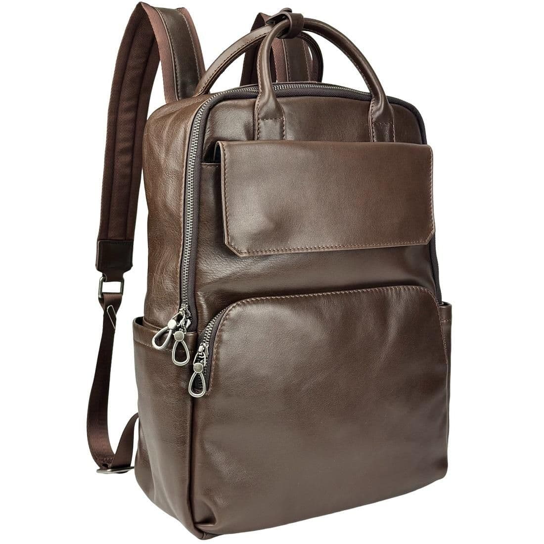 Чоловічий шкіряний рюкзак коричневий Tiding Bag 8046C — фото 1
