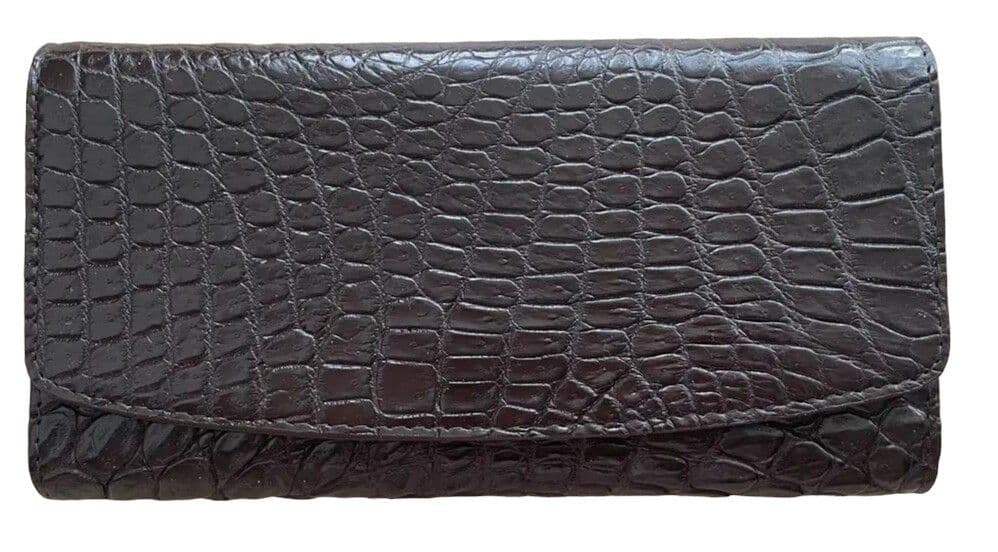 Гаманець портмоне жіночий із натуральної шкіри крокодила Exotic Leather коричневий (cw 95_6)