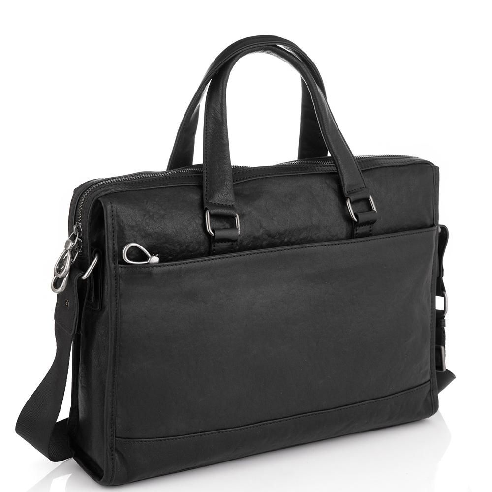 Шкіряна сумка для ноутбука чорна Tiding Bag SM13-8874A