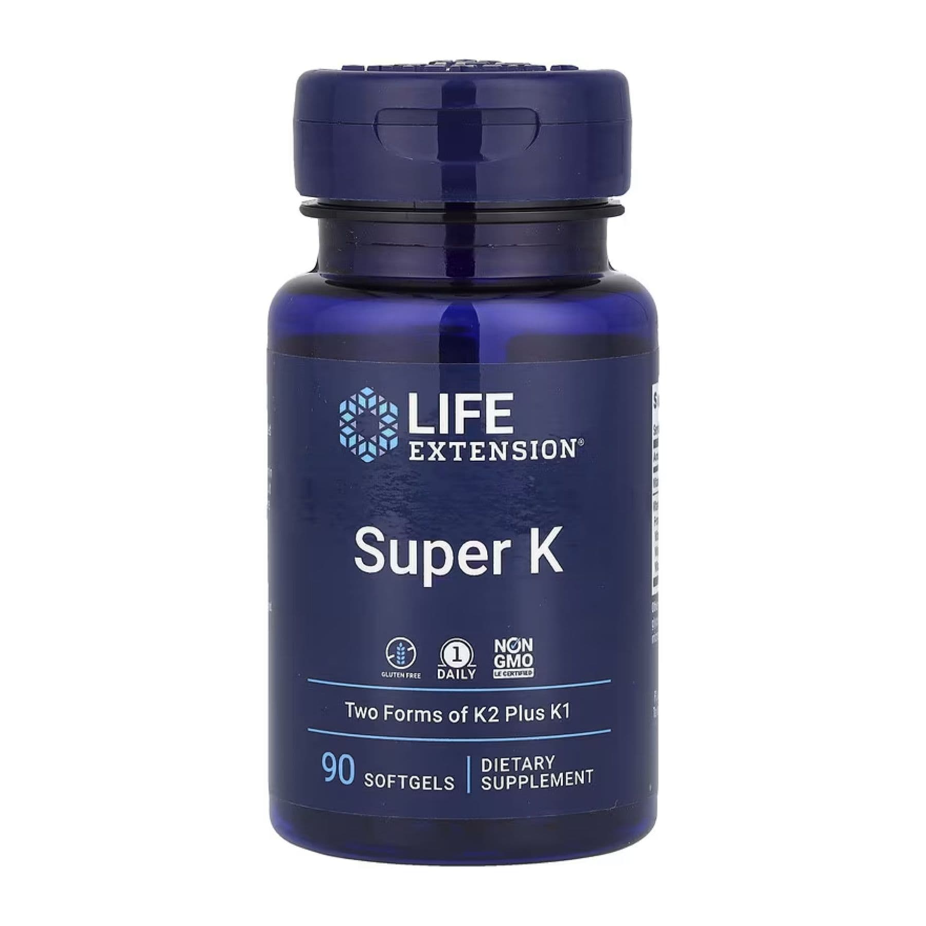 Super K — комплекс витаминов K1 и K2, 90 капсул софтгель, Life Extension
