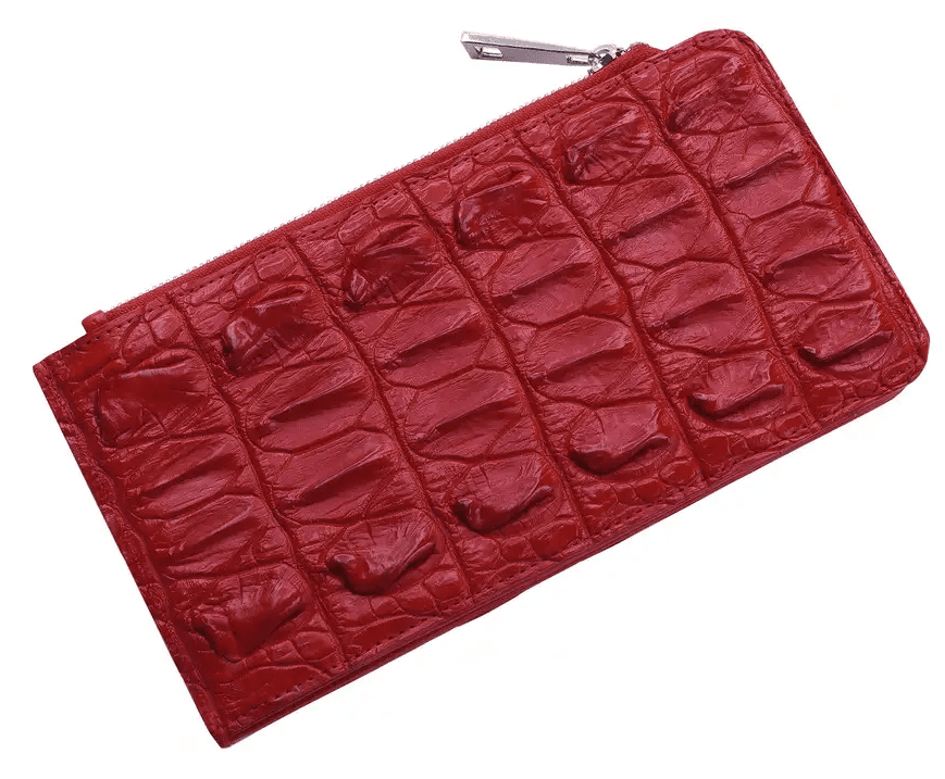 Гаманець візитниця зі шкіри крокодила на змійці Exotic Leather Червоний (cw 85)