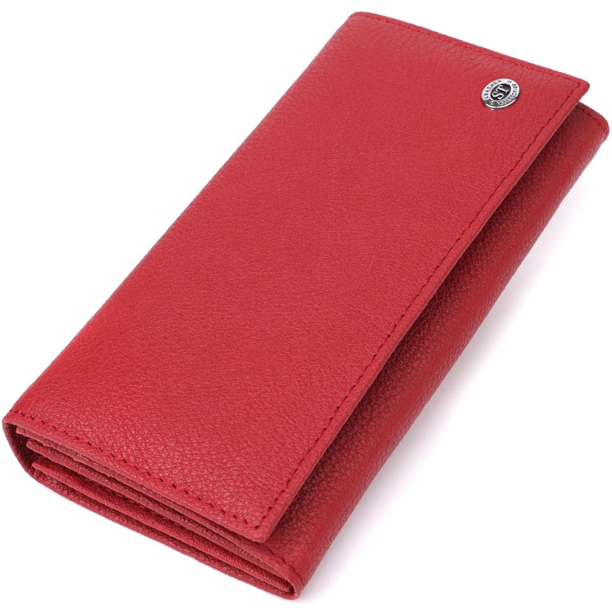 Яскравий вертикальний гаманець із натуральної шкіри ST Leather 23087 Червоний
