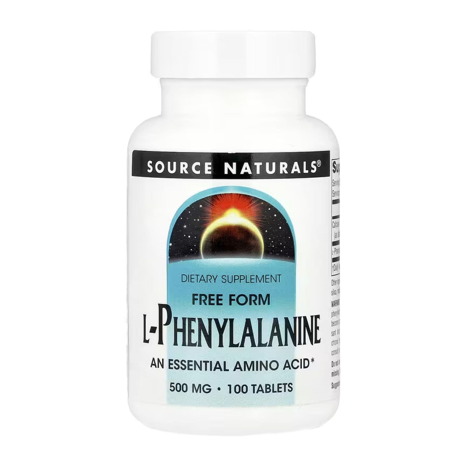 L-Фенилаланин, 500 мг, 100 таблеток, Source Naturals
