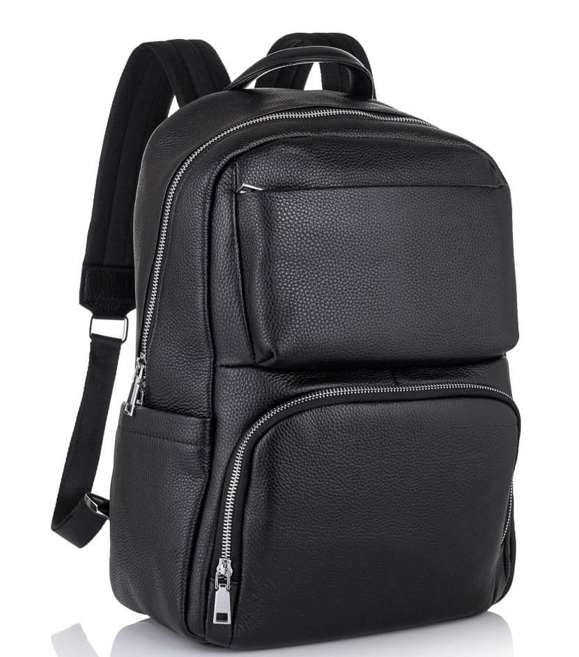 Чоловічий шкіряний рюкзак для ноутбука чорний Tiding Bag B3-154A — фото 1