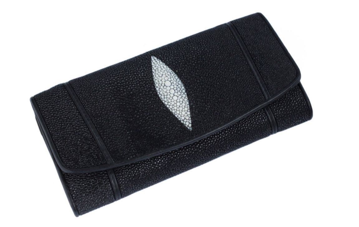Гаманець зі шкіри ската Exotic Leather Чорний (stw 142)