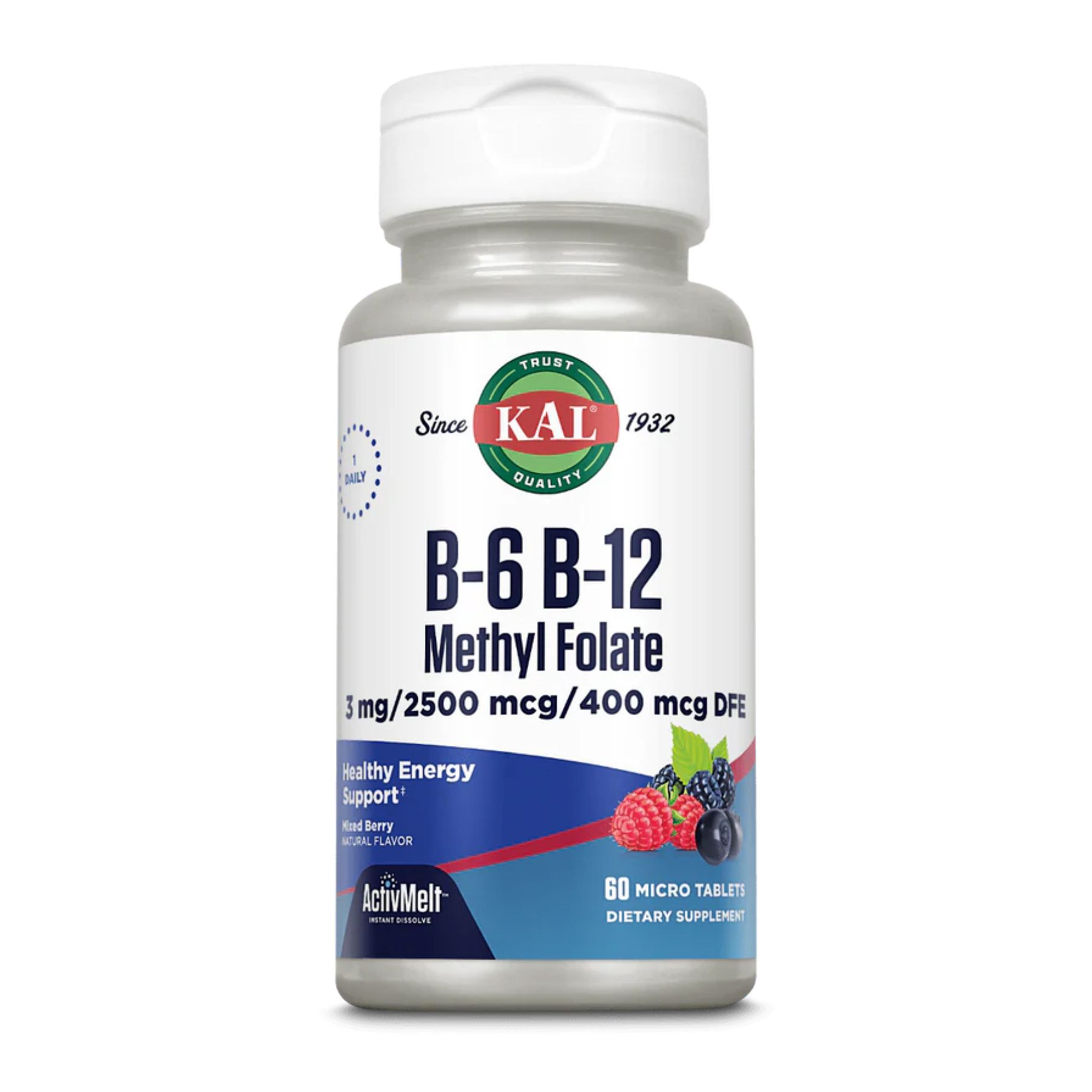 B6 B12 Methyl Folate - 60 tabs Mixed Berry (Повреждена банка)