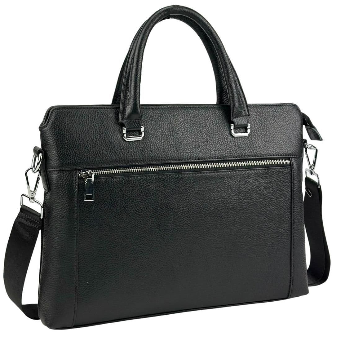 Сумка для ноутбука черная кожаная Tiding Bag A25F-9157-1A