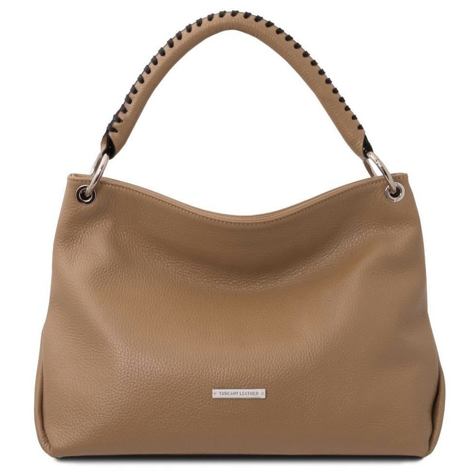 Сумка хобо кожаная итальянская Tuscany TL142087 (Taupe)