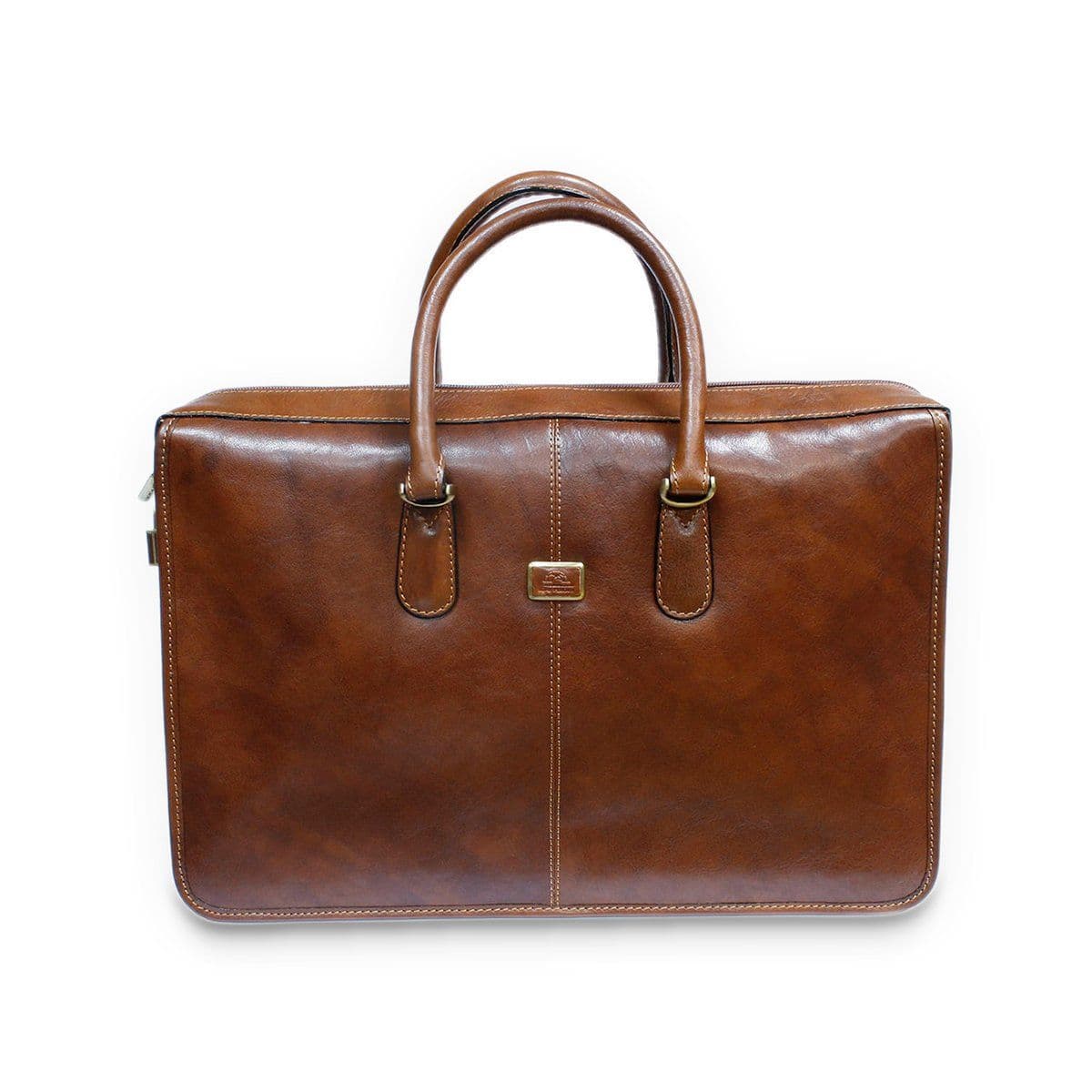 Деловой портфель из гладкой глянцевой натуральной кожи Tony Perotti 20920_1 (8098 cognac) Коньячный