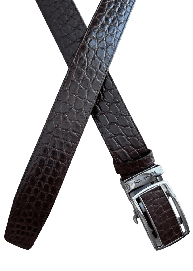 Ремінь із натуральної шкіри крокодила коричневий чоловічий Exotic Leather (crb06_1)