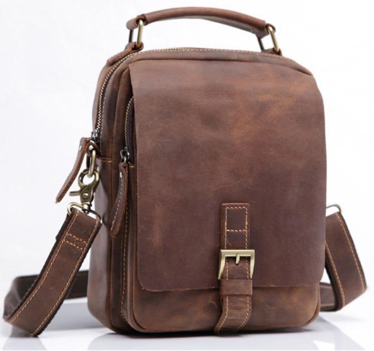 Сумка мужская через плечо кожаная с ручкой Tiding Bag NM15-6096R
