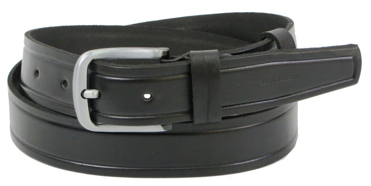 Мужской кожаный ремень под джинсы Skipper черный 3,8 см