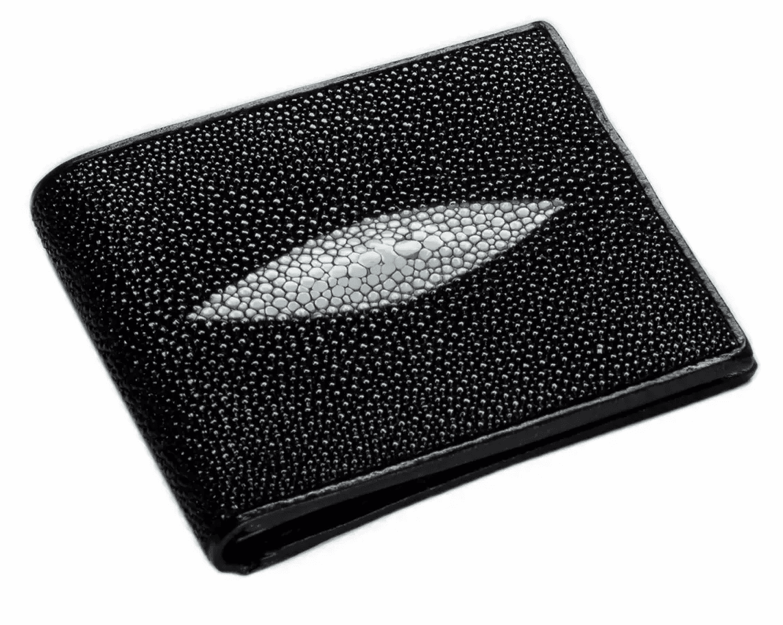Портмоне зі шкіри ската Exotic Leather Чорне (stw21)