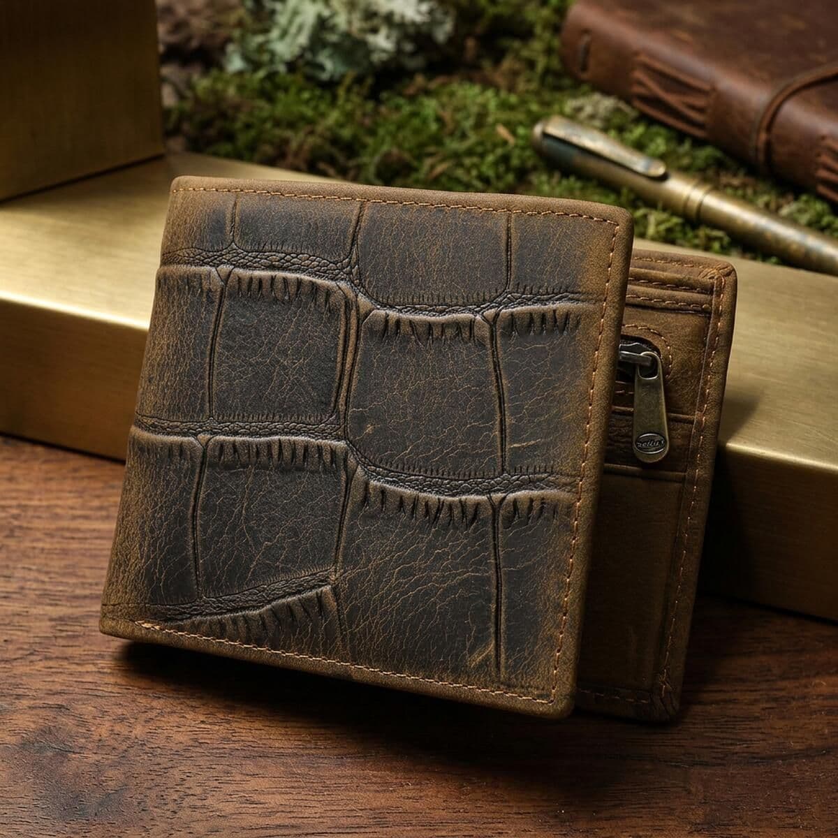 Чоловічий гаманець для карток купюр та документів Vintage 20042 Коричневий