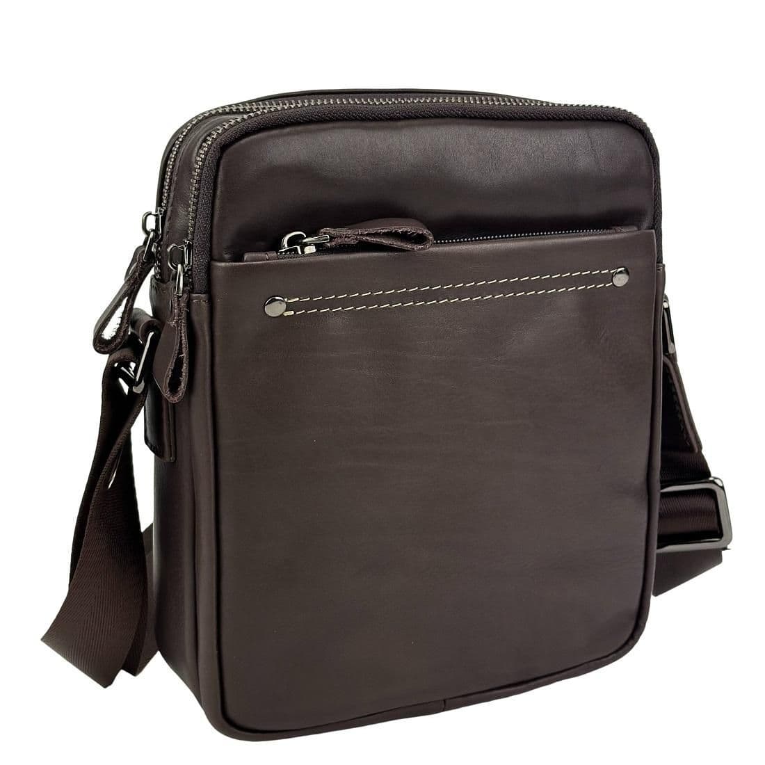 Месенджер шкіряний коричневий Tiding Bag 8713C
