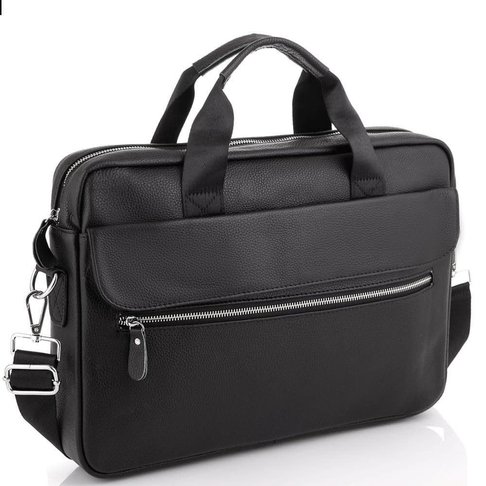Сумка для ноутбука кожаная мужская черная Tiding Bag A25-1127A