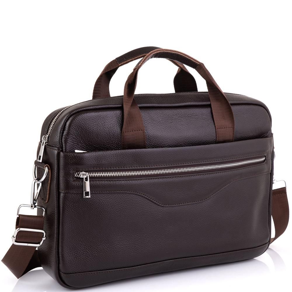 Шкіряна сумка для ноутбука коричнева Tiding Bag A25-1128C