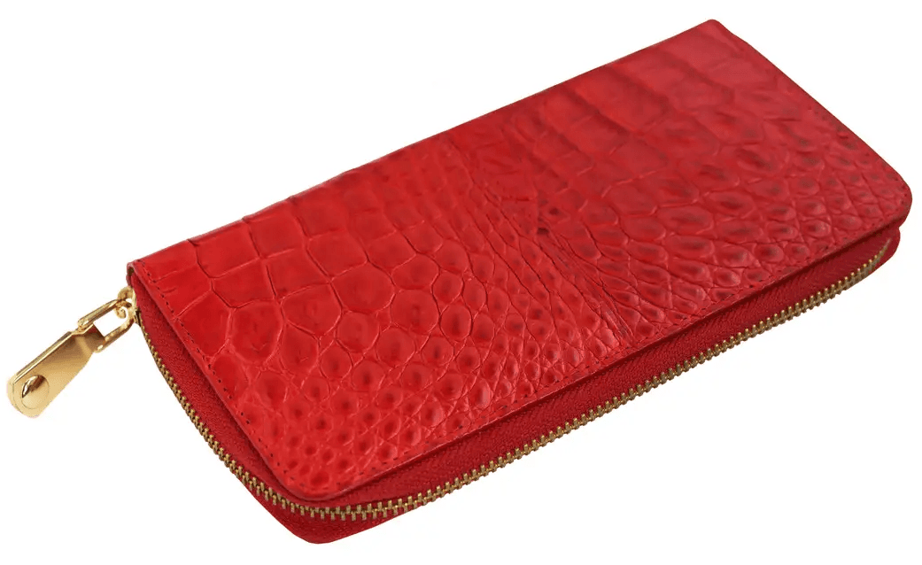 Гаманець Exotic Leather з натуральної шкіри крокодила Червоний (cw 82_5) — фото 1