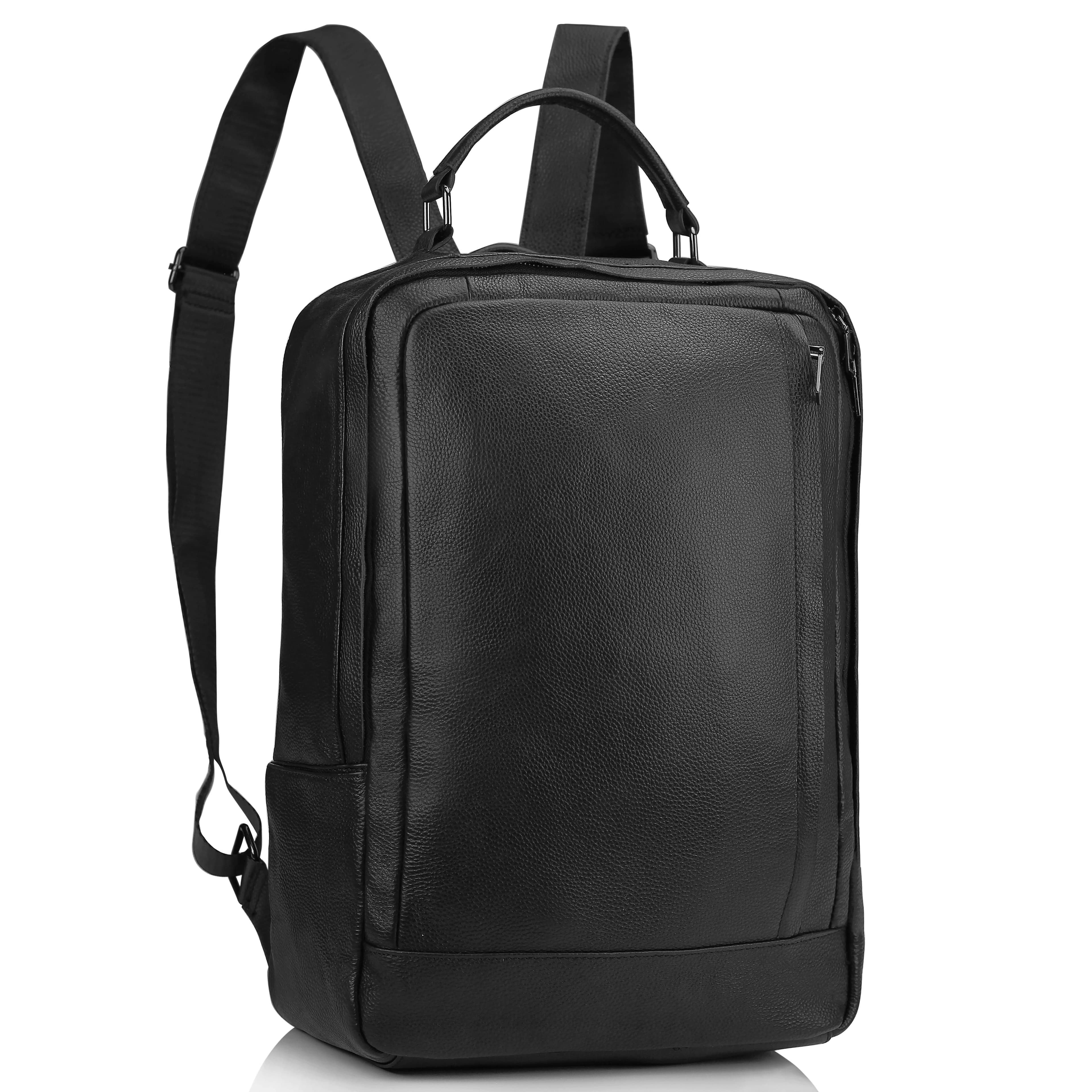 Чоловічий шкіряний чорний рюкзак для ноутбука Tiding Bag A25F-8834A — фото 1