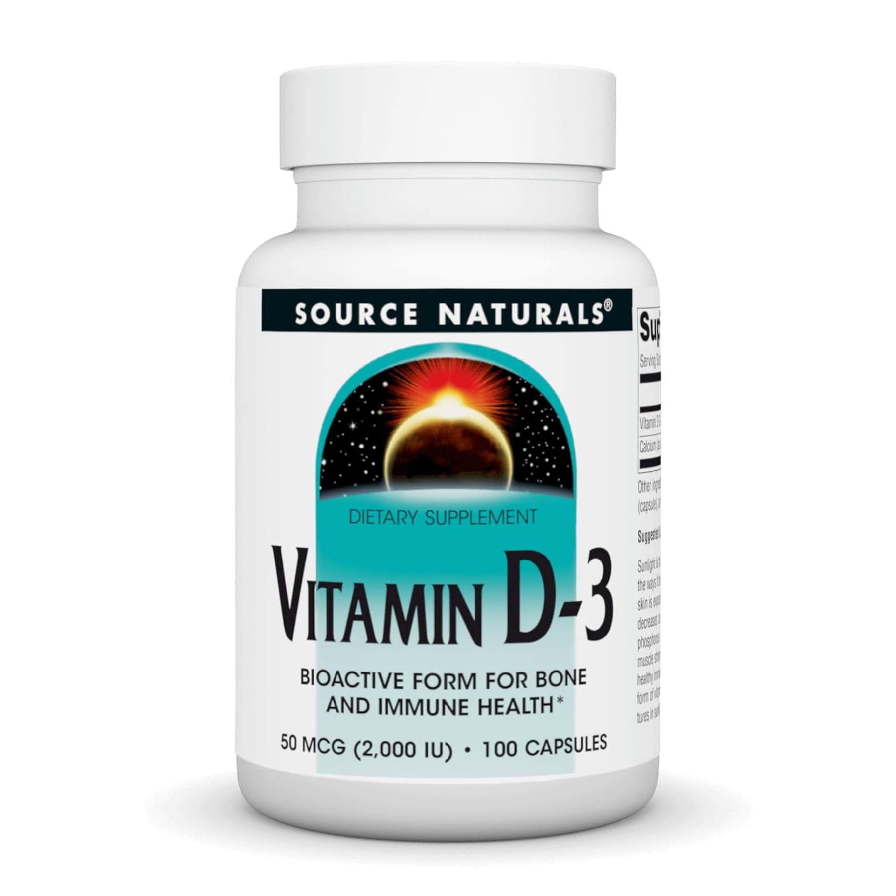 Витамин D3 2000 МЕ, 100 капсул, Source Naturals