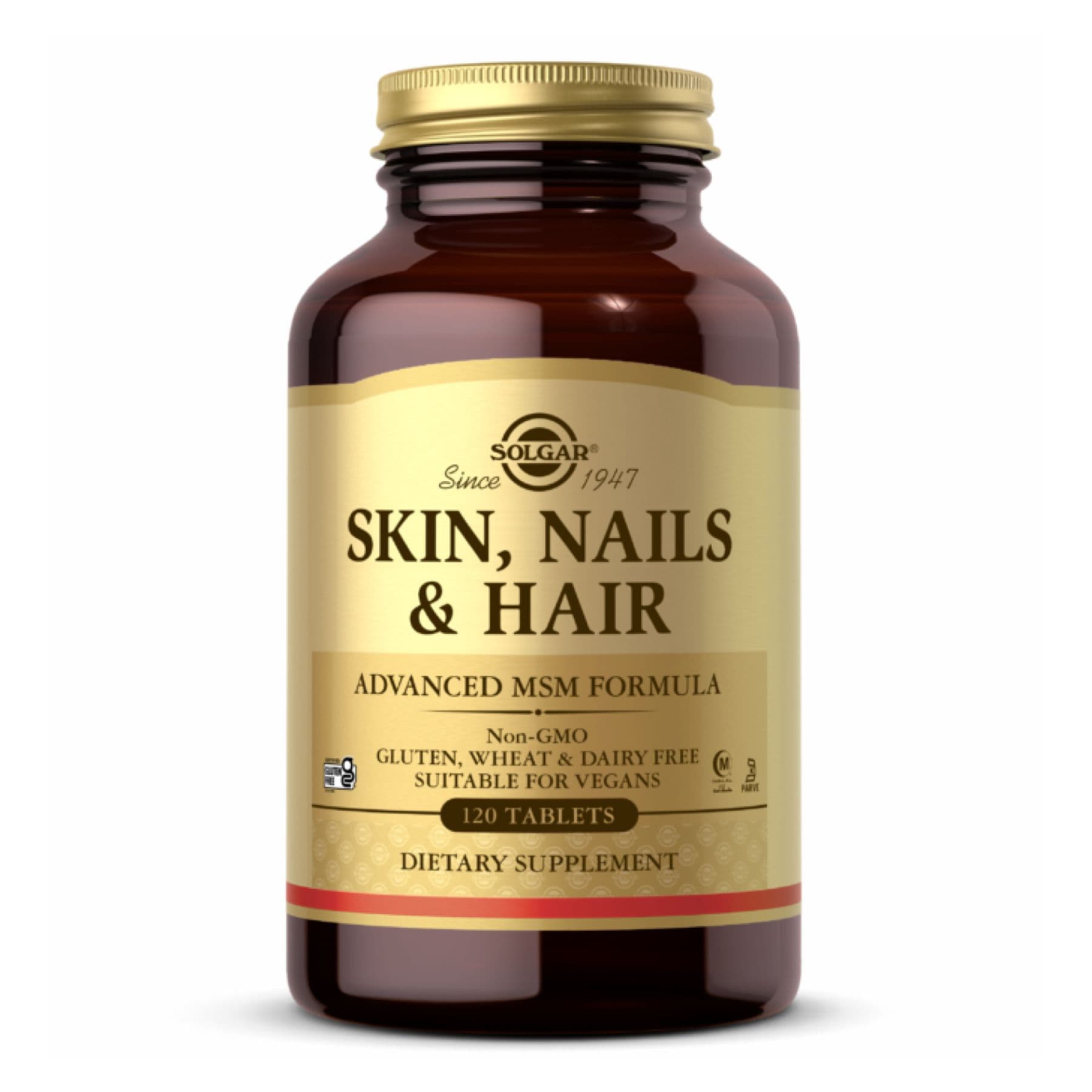 Skin Nails & Hair Advanced з MSM — для шкіри, нігтів та волосся, 120 таблеток, Solgar