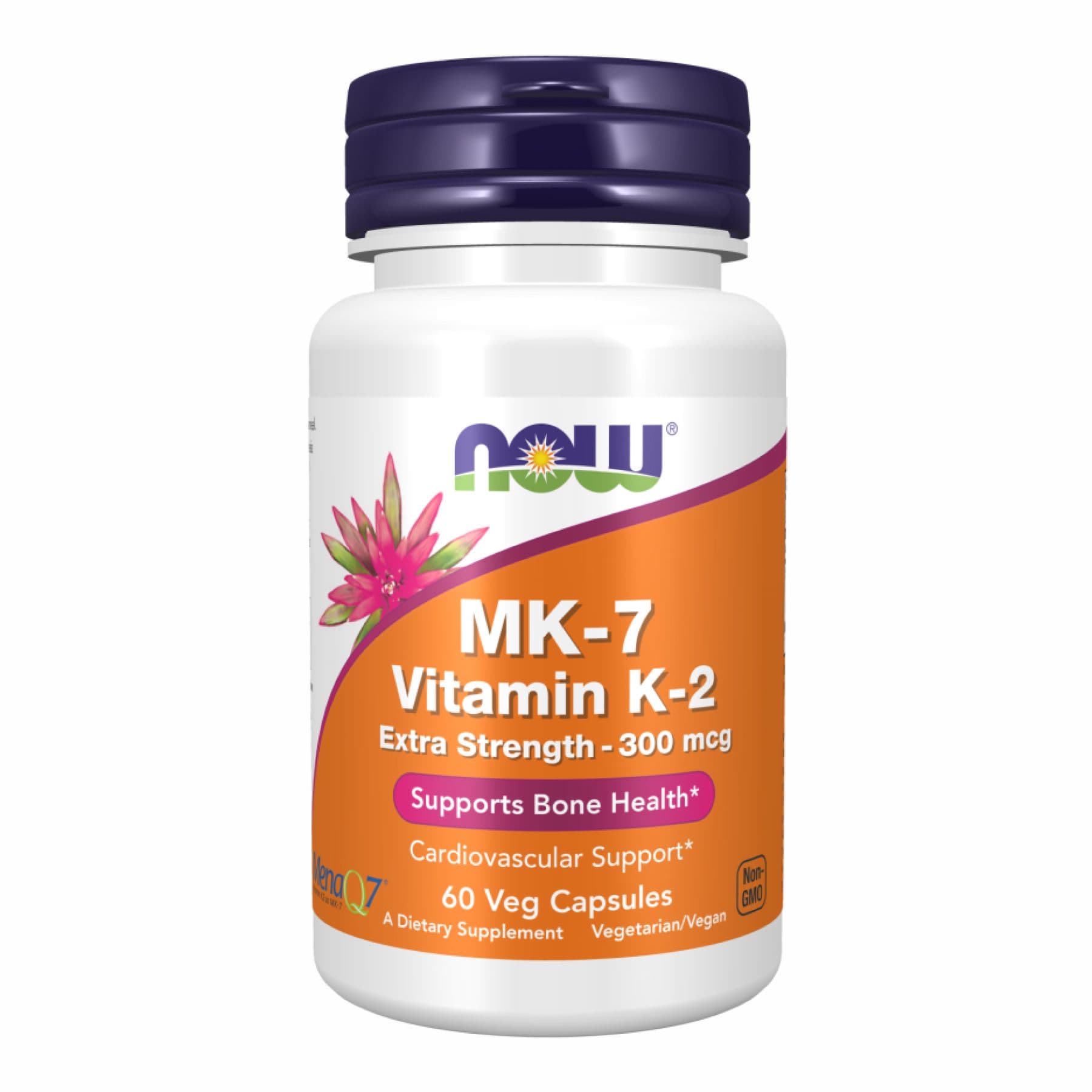 Витамин K2 (MK-7) 300 мкг, 60 вегетарианских капсул, Now Foods