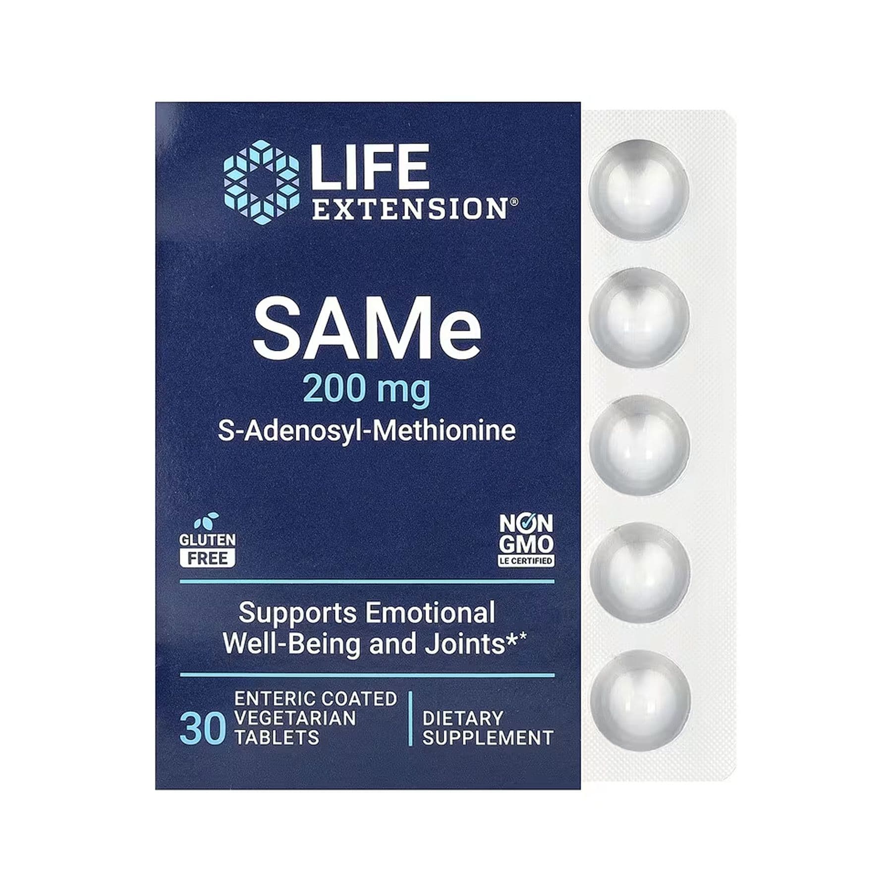 SAMe 200mg - 30 enteric-coated vegetarian tabs (Повреждена упаковка) — фото 1