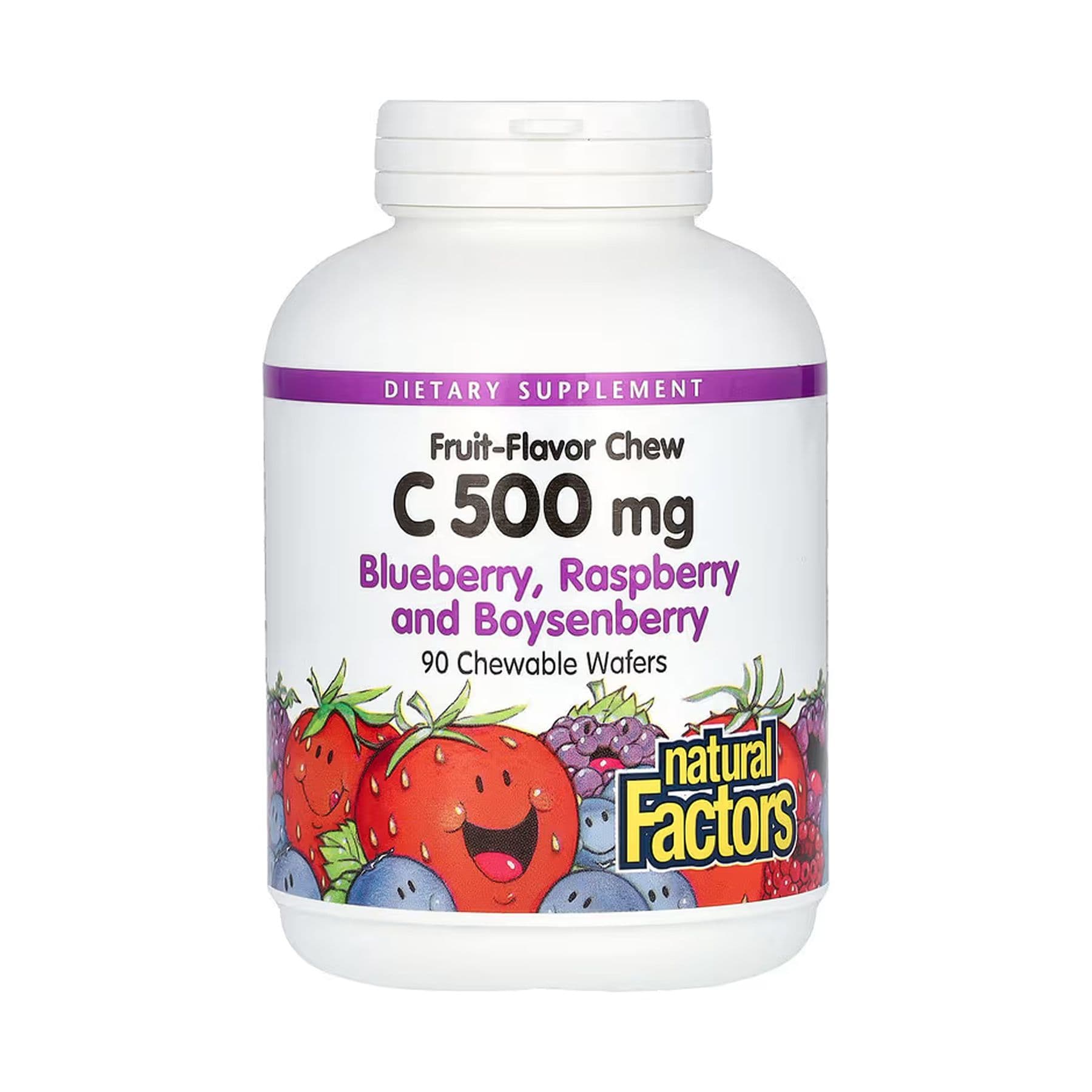 Витамин C, 500 мг, Смешанные ягоды, 90 таблеток, Natural Factors
