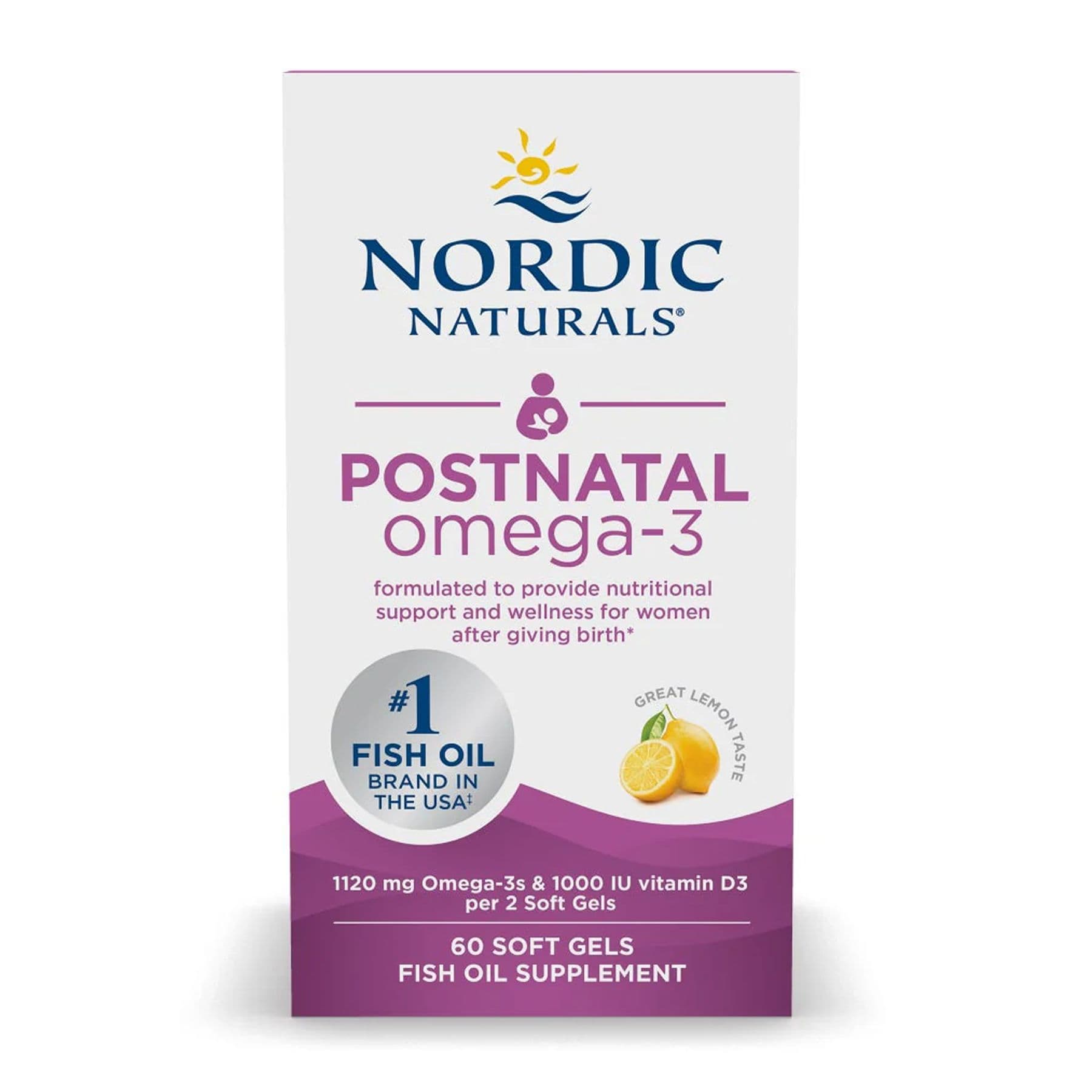 Postnatal Omega-3 — риб'ячий жир для годуючих матерів, 60 капсул софтгель, Nordic Naturals