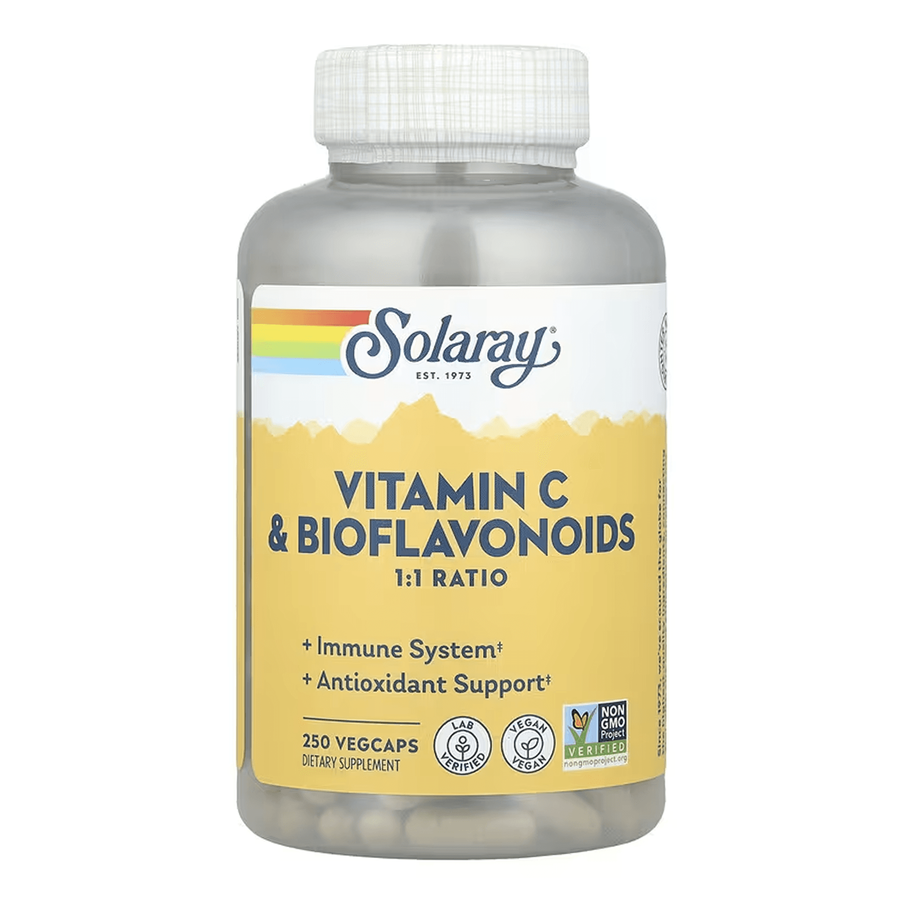 Вітамін C та біофлавоноїди 1:1, 500 мг, 250 вег. капсул, Solaray