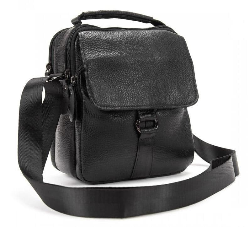 Чоловіча шкіряна сумка месенджер Tiding Bag чорна