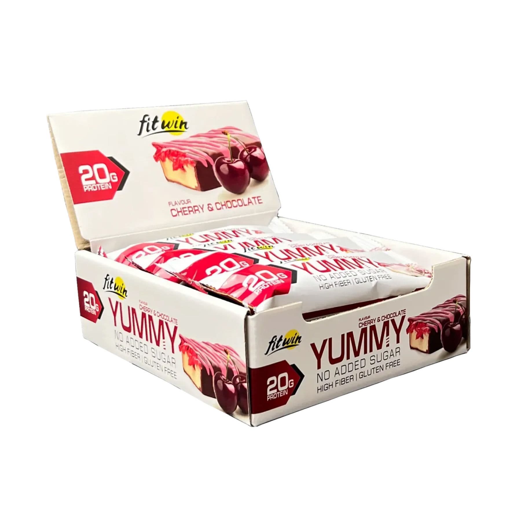 FitWin Yummy — протеиновые конфеты, вкус вишня и шоколад, 12x55 г